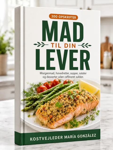 Omslaget til kogebogen Mad til din lever – 300 opskrifter